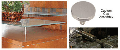 C.R. Laurence CRL 1-1/2&quot; Diameter Brushed Stainless Custom Thickness Standoff Base Cap Assembly | CAP112CBS