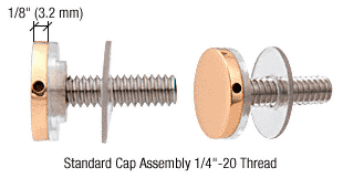 C.R. Laurence CRL Brass Standoff Cap Assemblies for 3/4&quot; Standoff Bases | CAP34BR