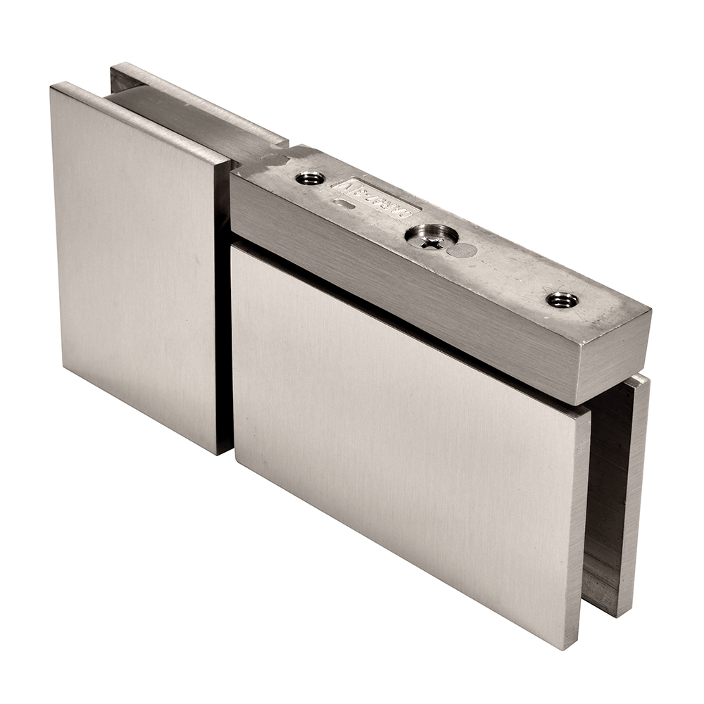 CRL Brushed Nickel Cardiff Top and Bottom Mount Pivot Hinge with U-Clamp | CAR07BN