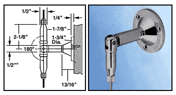 C.R. Laurence CRL Brushed Nickel Plated Hanger Pipe Base Fittings for the Cable Display System | CB113