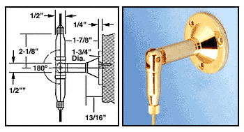 C.R. Laurence CRL Gold Plated Hanger Pipe Base Fittings for the Cable Display System | CB114