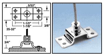 C.R. Laurence CRL Chrome Plated Fixed Base Floor Fittings for Cable Display System | CB80