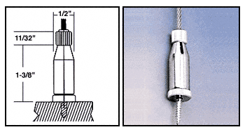 C.R. Laurence CRL Chrome Plated Long, Round Floor Base Fitting for the Cable Display System | CB88