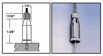C.R. Laurence CRL Brushed Nickel  Plated Long, Round Floor Base Fitting for the Cable Display System | CB89