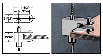 C.R. Laurence CRL Brushed Nickel Plated Fixed Single Shelf Brackets for the Cable Display System | CB93