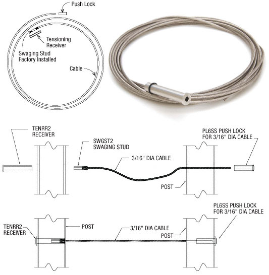 C.R. Laurence CRL 3/16&quot; Stainless Steel Cable 8 Foot Roll | CBL3168K