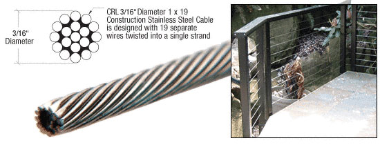 C.R. Laurence CRL 3/16&quot; Stainless Steel Cable 250 Foot Roll | CBL316