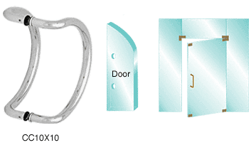 C.R. Laurence CRL Satin Anodized 10&quot; Glass Mounted Curved Pull Handle | CC10X10SA