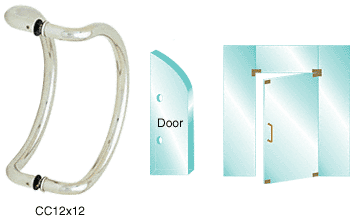 C.R. Laurence CRL Brushed Stainless 12&quot; Glass Mounted Curved Pull Handle | CC12X12BS