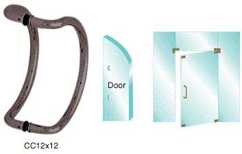 C.R. Laurence CRL Dark Bronze 12&quot; Glass Mounted Curved Pull Handle | CC12X12DU