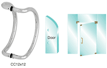 C.R. Laurence CRL Polished Stainless 12&quot; Glass Mounted Curved Pull Handle | CC12X12PS