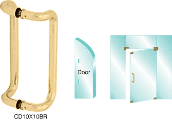 C.R. Laurence CRL 10&quot; Polished Brass Glass Mounted Offset Pull Handle | CD10X10BR