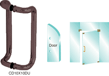 C.R. Laurence CRL 10&quot; Dark  Bronze Glass Mounted Offset Pull Handle | CD10X10DU