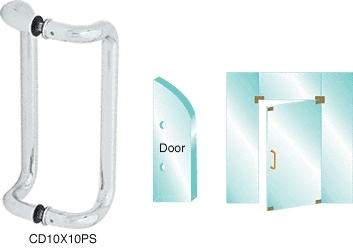 C.R. Laurence CRL 10&quot; Polished Stainless Glass Mounted Offset Pull Handle | CD10X10PS