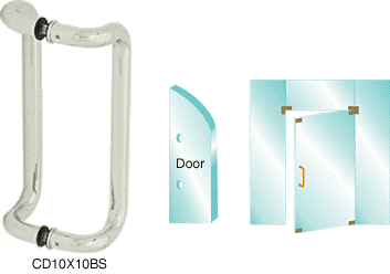 C.R. Laurence CRL 10&quot; Satin Anodized Glass Mounted Offset Pull Handle | CD10X10SA