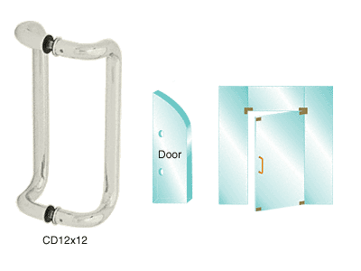 C.R. Laurence CRL 12&quot; Brushed Stainless Glass Mounted Offset Pull Handle | CD12X12BS