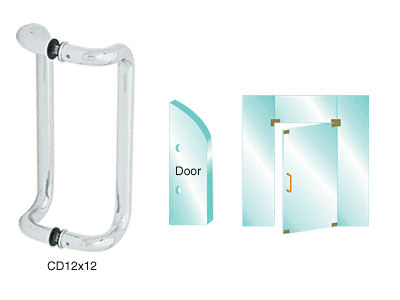 C.R. Laurence CRL 12&quot; Polished Stainless Glass Mounted Offset Pull Handle | CD12X12PS