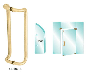 C.R. Laurence CRL 18&quot; Polished Brass Glass Mounted Offset Pull Handle | CD18X18BR