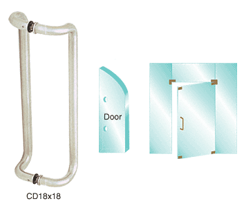C.R. Laurence CRL 18&quot; Brushed Stainless Glass Mounted Offset Pull Handle | CD18X18BS