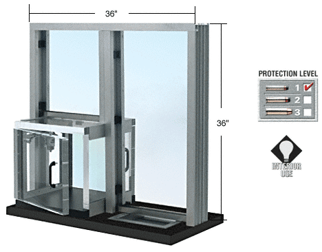 C.R. Laurence CRL Satin Anodized Combination Exchange Window with Clear Package Receiver | CEW3636CPRA