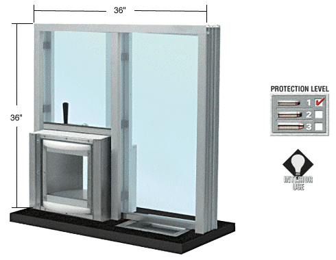 C.R. Laurence CRL Satin Anodized Combination Exchange Window with Rotary Server | CEW3636RSA