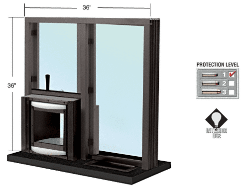 C.R. Laurence CRL Duranodic Bronze Combination Exchange Window with Rotary Server | CEW3636RSDU