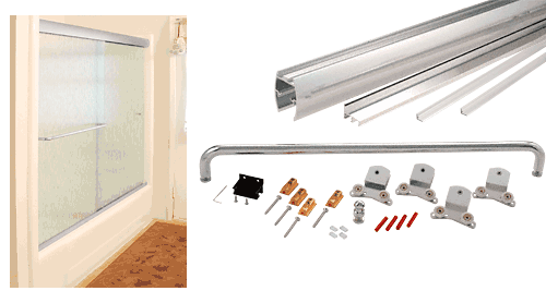 C.R. Laurence CRL Brite Anodized Cottage CK Series Sliding Shower Door Kit  60&quot; x 60&quot; with Clear Jambs for 3/8&quot; Glass | CK386060BA