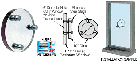 C.R. Laurence CRL Round Level 3 Clear-Vision Bullet Resistant Clear Lexgard Speak-Thru | CLD103