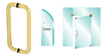 C.R. Laurence CRL Polished Brass 12&quot; Glass Mounted Standard Pull Handle | CM12X12BR