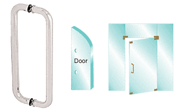 C.R. Laurence CRL Polished Stainless 18&quot; Glass Mounted Standard Pull Handle | CM18X18PS