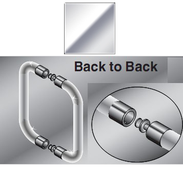 Mirart 6&quot; Acrylic Back-To-Back Shower Door Handle/Towel Bar with Chrome Accents - Set  | CP406BM