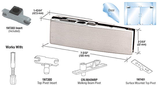 C.R. Laurence CRL Brushed Stainless Finish Curved Top Door Patch Fitting with INT303 Insert | CPF20ABS
