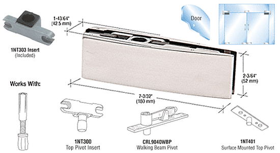 C.R. Laurence CRL Polished Stainless Finish Curved Top Door Patch Fitting with INT303 Insert | CPF20APS