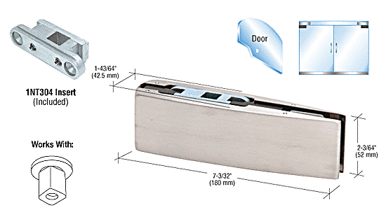 C.R. Laurence CRL Brushed Stainless Finish Curved Top Door Patch Fitting with INT304 Insert | CPF20BBS