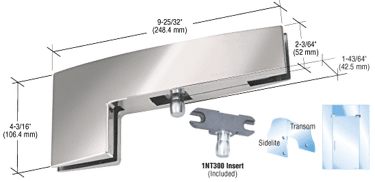 C.R. Laurence CRL Polished Stainless Sidelite Mounted Transom Curved Patch | CPF40PS