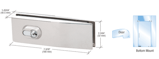 C.R. Laurence CRL Polished Stainless Steel Curved European Patch Door Lock | CPL205PS