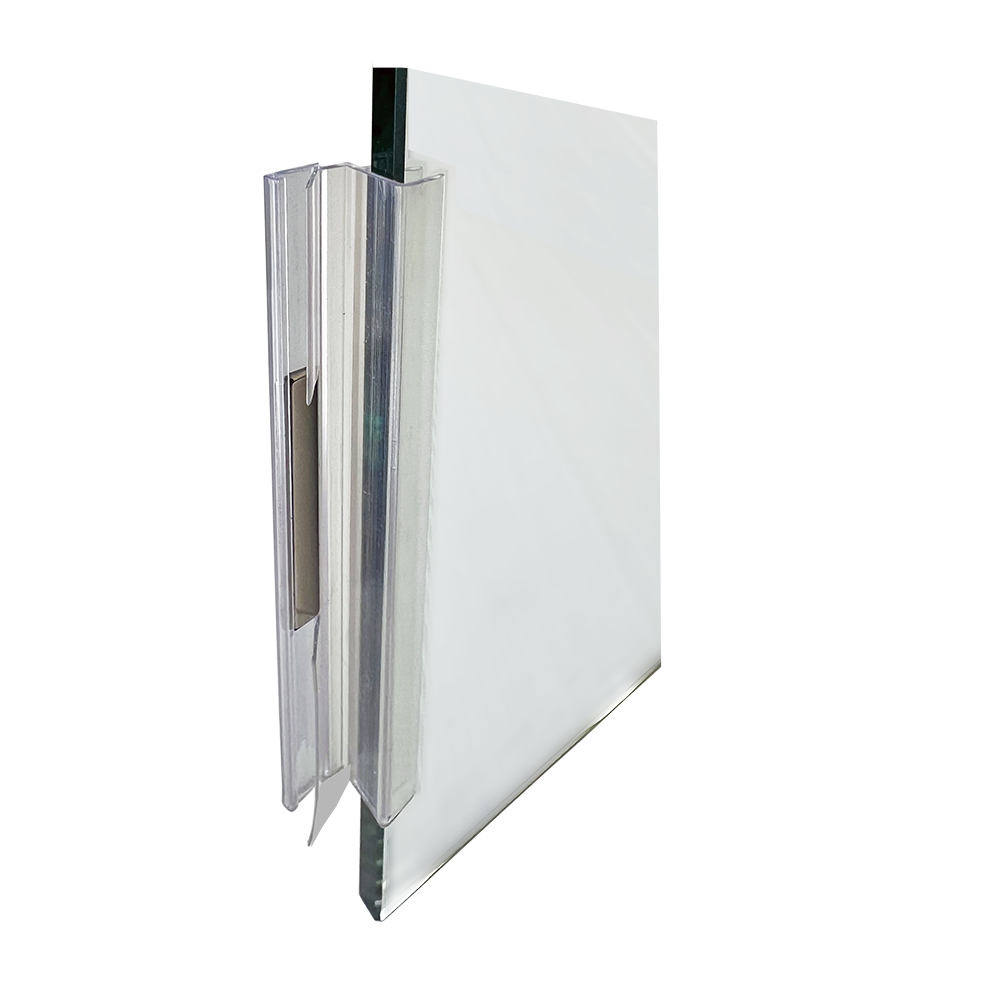 Clear Polycarbonate Strike and Door Jamb U-Channel with Flexible Magnet Insert for 3/8&quot; Glass Shower Door - 73&quot; Long | CPSM3161473