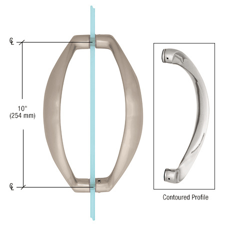 CRL 10&quot; Brushed Nickel Glass Mounted Sculptured Pull Handles | CQ10X10BN