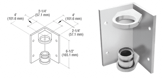 C.R. Laurence CRL Brushed Stainless CRS Inside Corner Fascia Mount Bracket | CR151FBBS