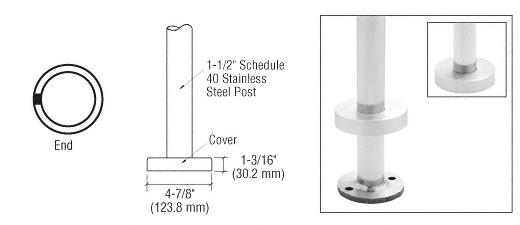 C.R. Laurence CRL CRS 42&quot; Polished Stainless End Post for Flange Mount | CR1540PE42PS