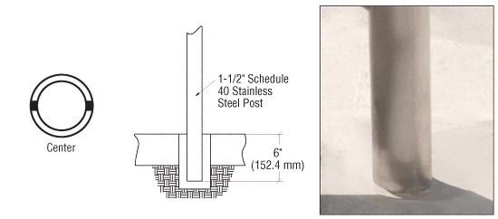 C.R. Laurence CRL CRS 36&quot; Brushed Stainless 180 Degree Center Post for Core Drill Mount | CR1541PC36BS
