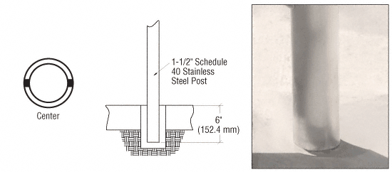 C.R. Laurence CRL CRS 36&quot; Polished Stainless 180 Degree Center Post for Core Drill Mount | CR1541PC36PS
