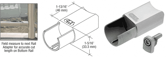 C.R. Laurence CRL Brushed Stainless CRS Rail Adapter for Level Bottom Rails | CR15BABS