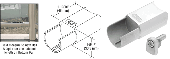 C.R. Laurence CRL Polished Stainless CRS Rail Adapter for Level Bottom Rails | CR15BAPS