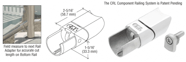 C.R. Laurence CRL Polished Stainless CRS Adjustable Upper Adapter for Sloped Bottom Rail use on Stairs | CR15BAUSPS