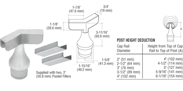 C.R. Laurence CRL Polished Stainless CRS Top Rail Adapter for 135 Degree Corner Post | CR15TA135PS