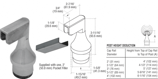 C.R. Laurence CRL Brushed Stainless CRS Top Rail Adapter for End Posts | CR15TAEBS