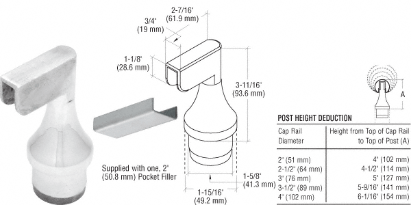 C.R. Laurence CRL Polished Stainless CRS Top Rail Adapter for End Posts | CR15TAEPS