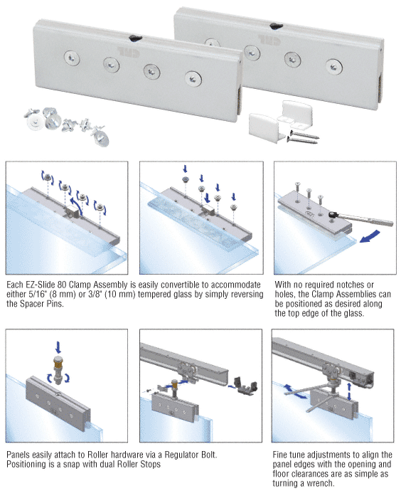 C.R. Laurence CRL EZ-Slide 80 Clamps and Bottom Guide - Package | CRL3926