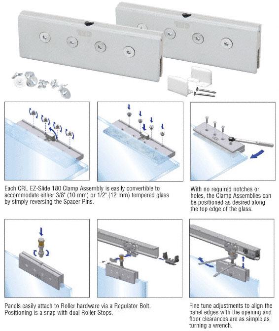 C.R. Laurence CRL EZ-Slide 180 Clamps and Bottom Guide - Package | CRL3929